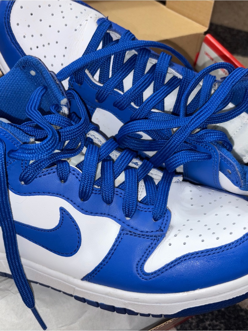 Nike Kids Royal Blue and White High-Top Sneakers